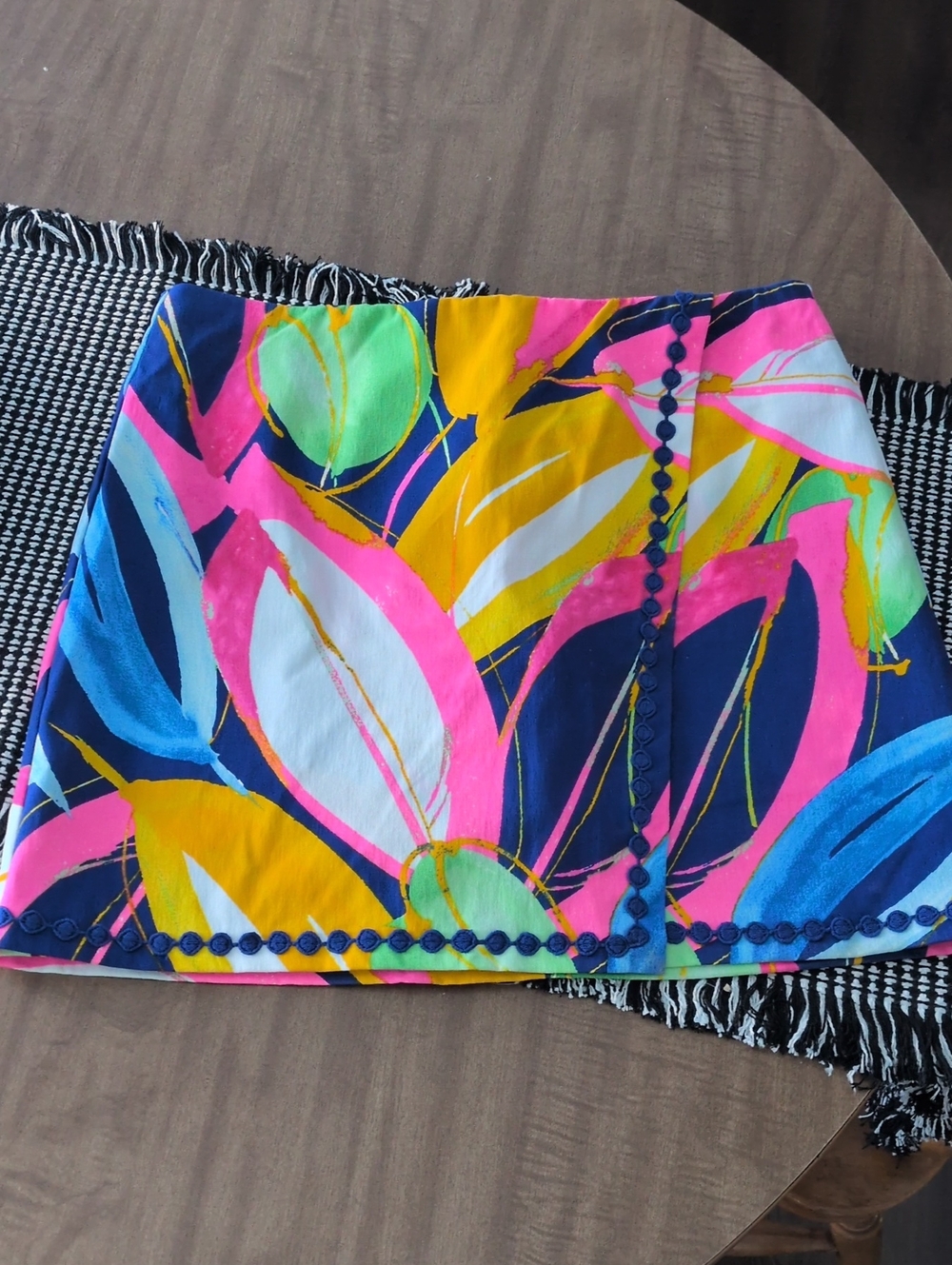 crown & ivy Vibrant Multicolor Floral Mini Skirt in Pink, Blue & Yellow